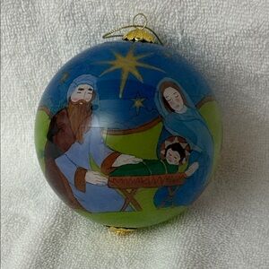 PIER1 One Li Bien Glass Ornament Nativity Jesus Wisemen Christmas In Box 2007